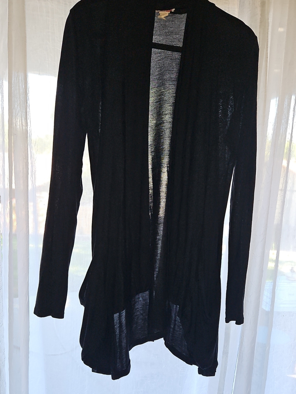 Lightweight Black Open-Front Cardigan